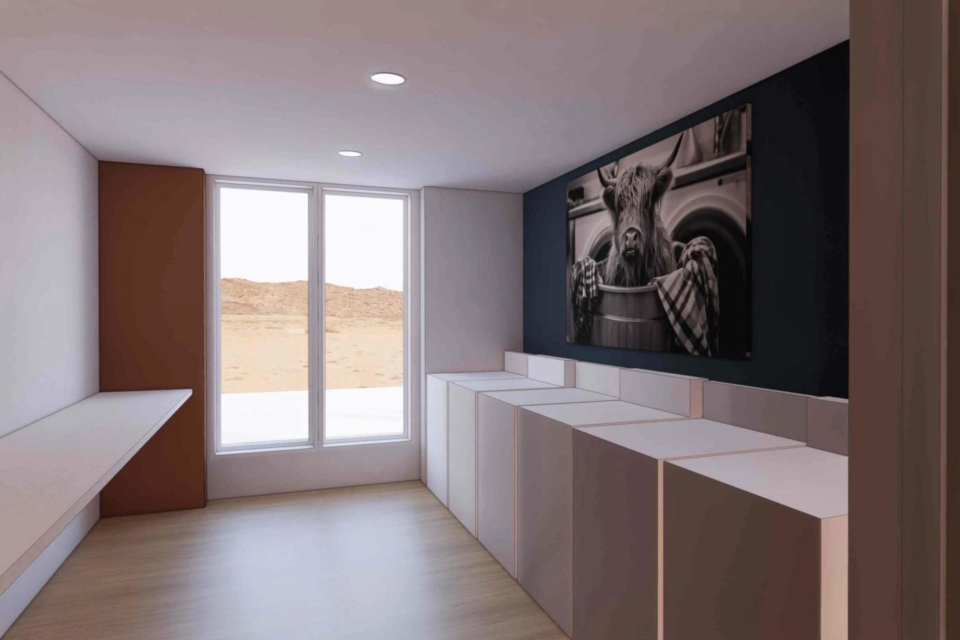 Digital mock up of a laundry room in The Current