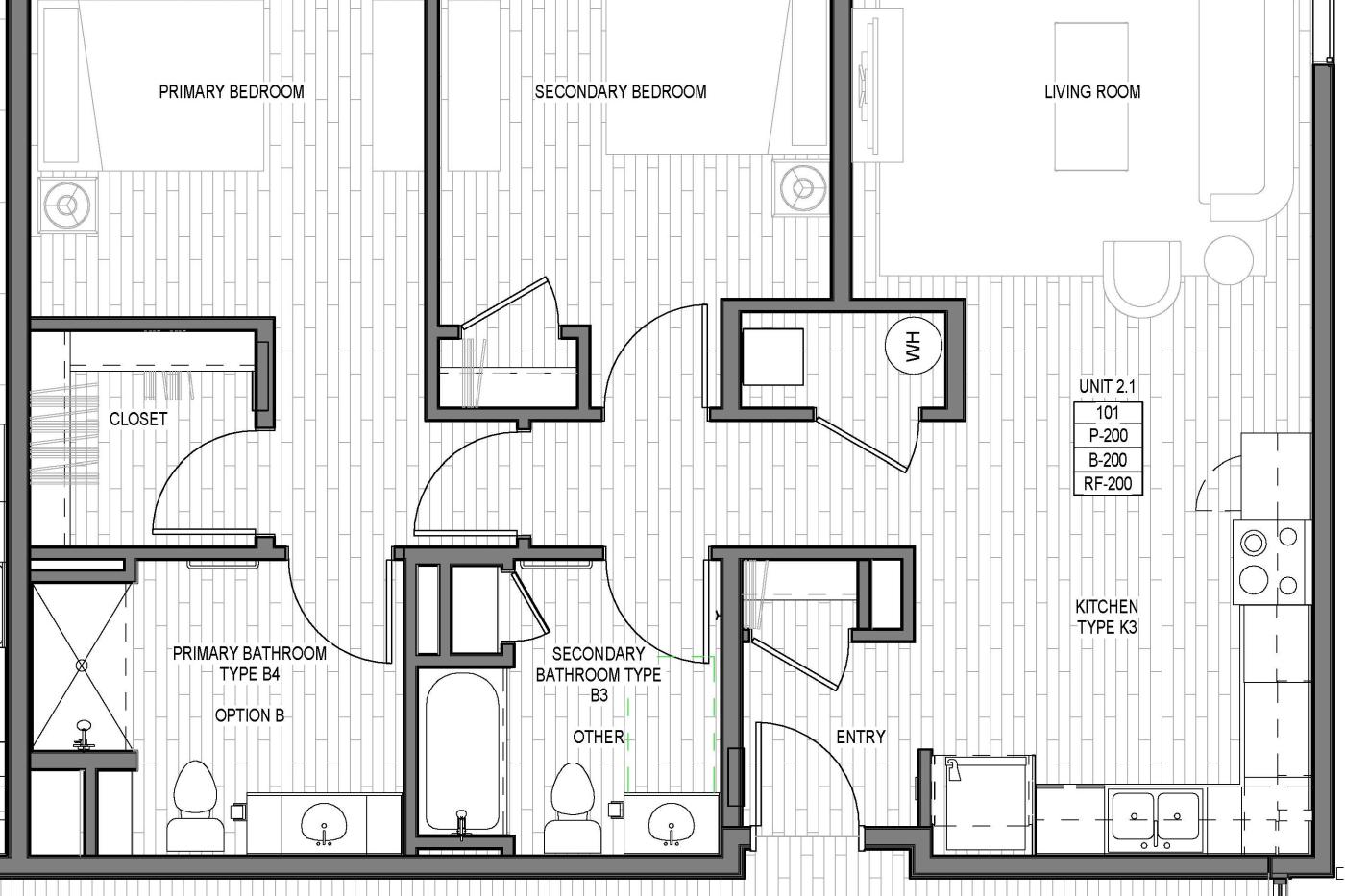 Two bedroom unit floor plan